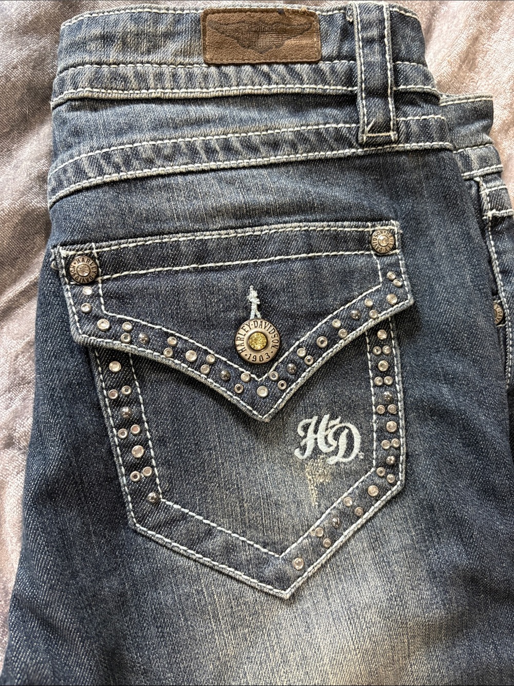 Harley-Davidson Studded Dark Blue Boot Cut Jeans